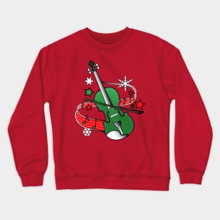 Christmas Violin with Notes and Stars Crewneck Sweatshirt